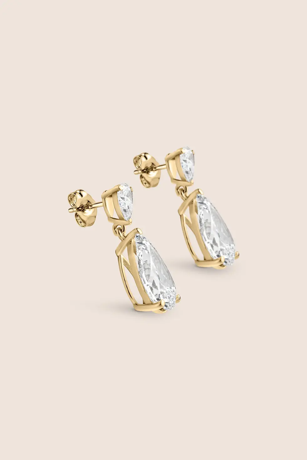Thumbnail: 18K Yellow Gold Pear-Shaped Lab Diamond Drop Earrings