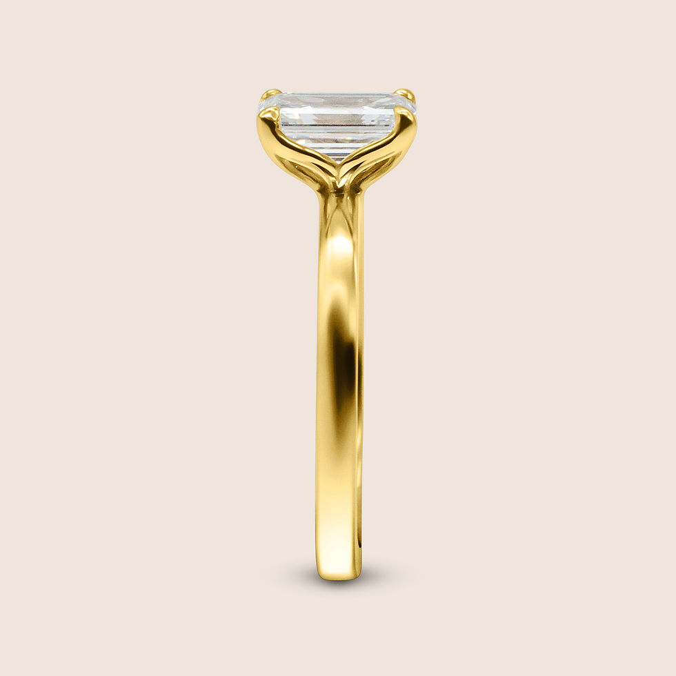 Thumbnail: 14 Karat Yellow Gold Emerald Cut Engagement Ring
