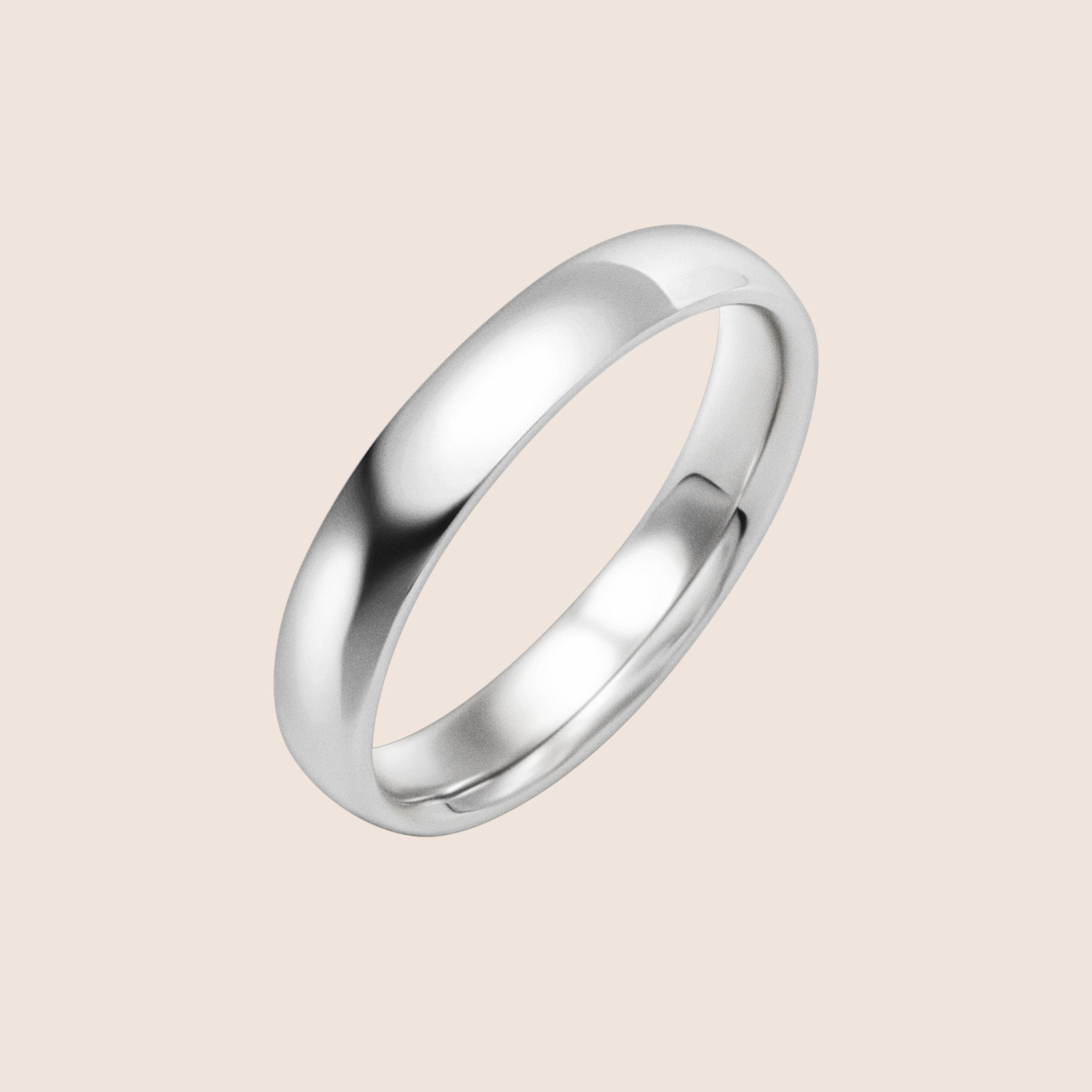 14 Karat White Gold 4 mm  Comfort Fit Band