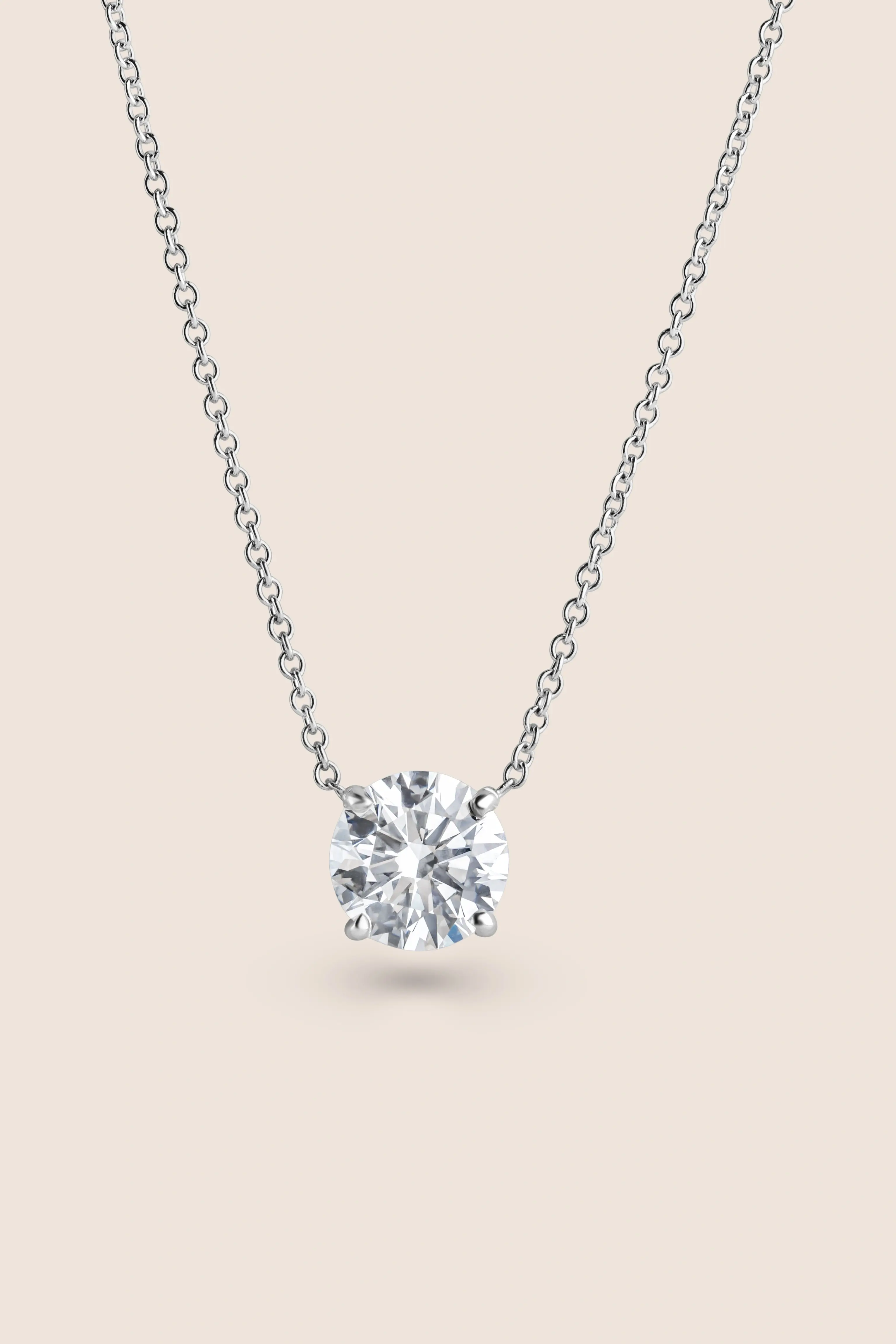 14K White Gold Lab-Grown Diamond Solitaire Necklace