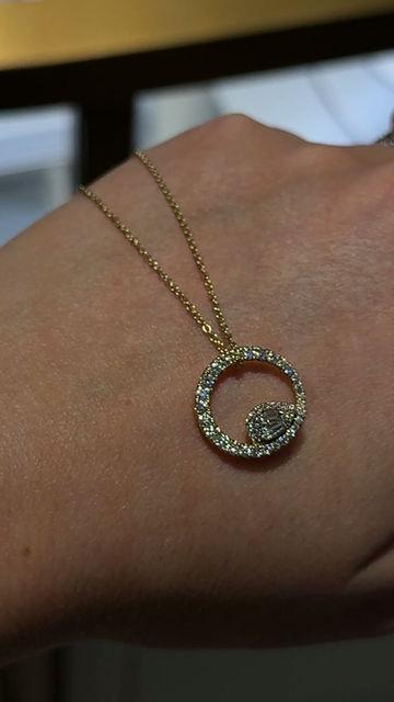 Thumbnail: 14K Gold Diamond Curve Pendant Necklace
