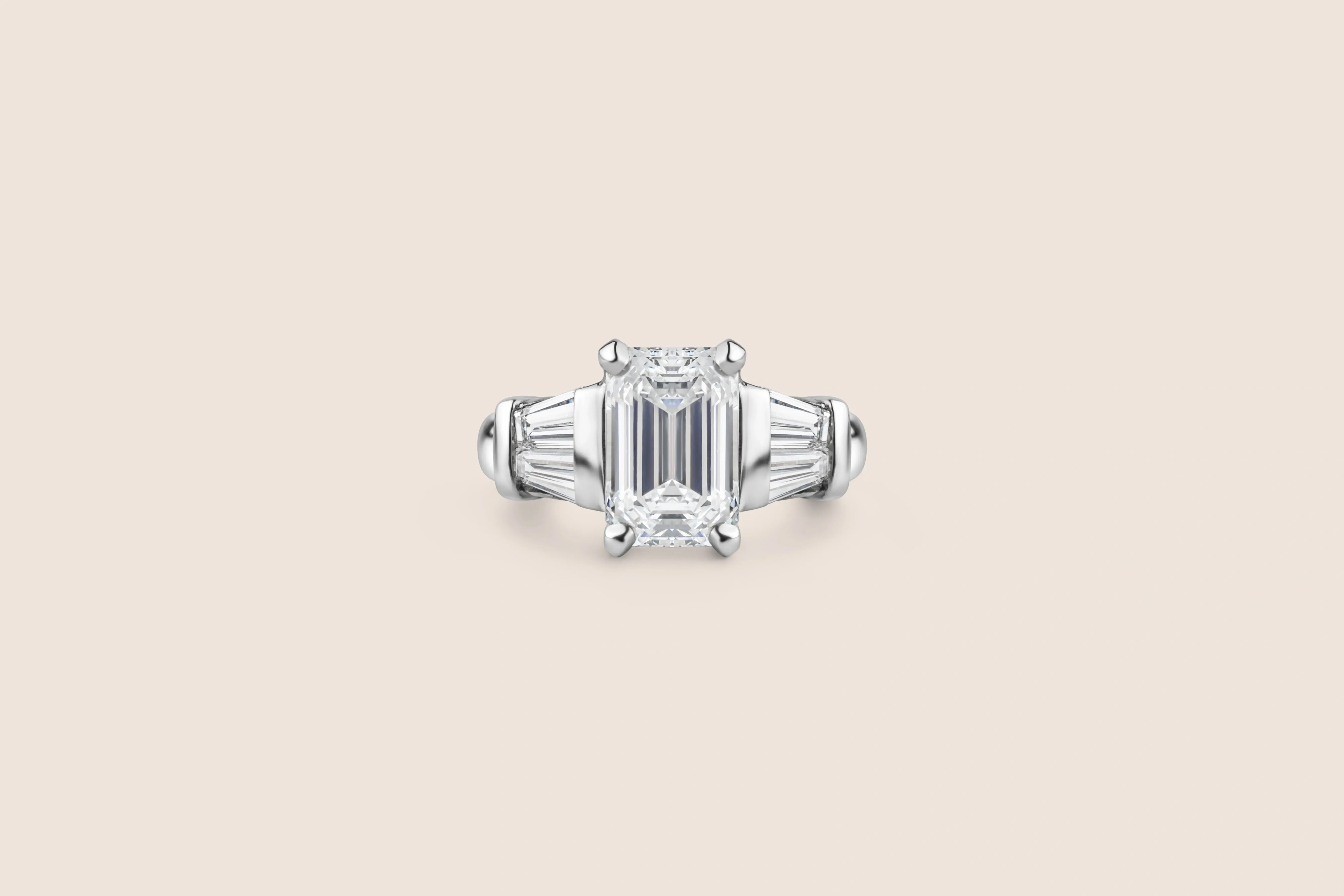 Platinum Emerald Cut Diamond Ring