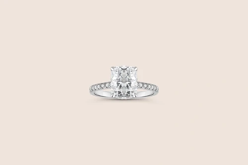 Platinum Engagement Ring with Elongated Cushion Lab Diamond