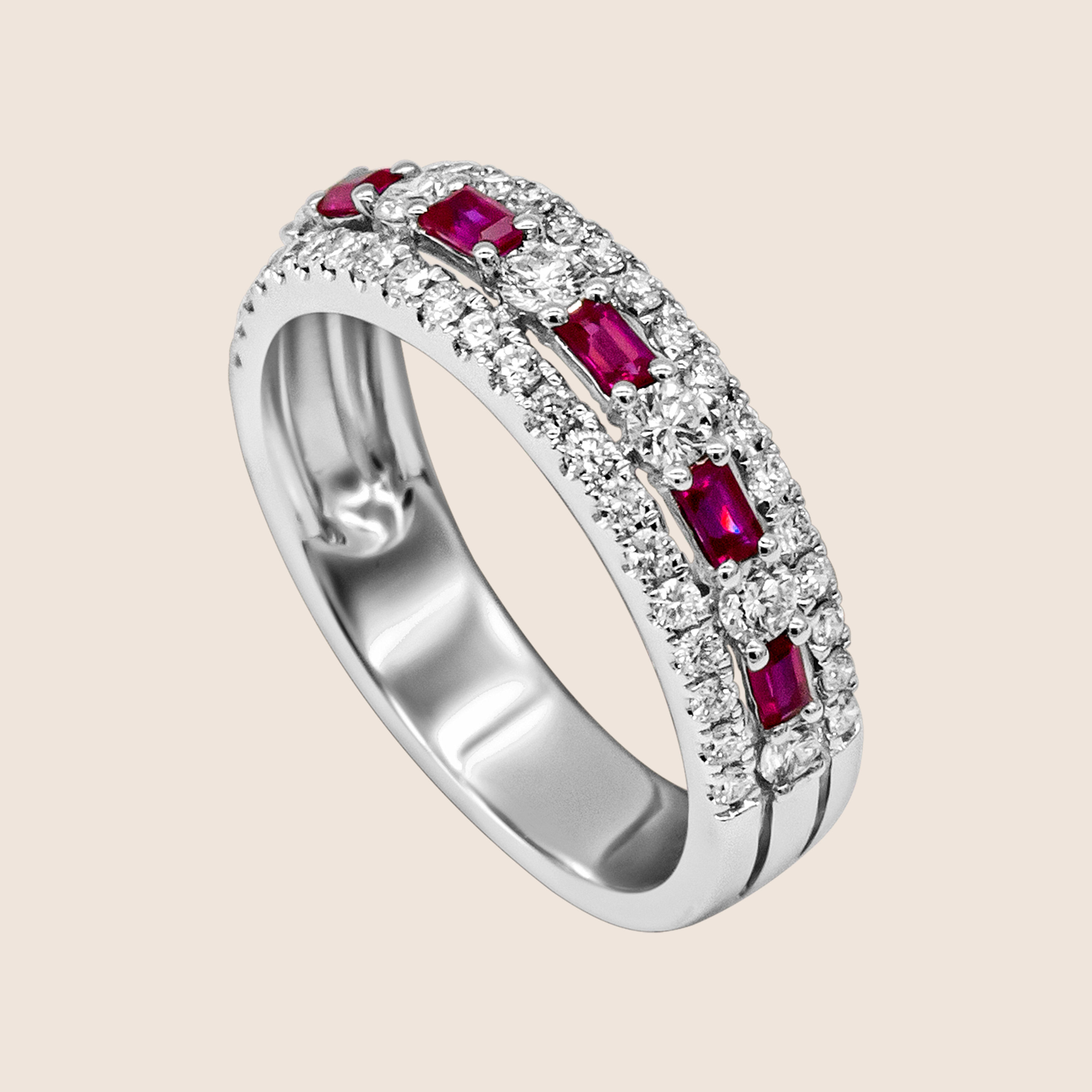 18 Karat white Gold & Diamond Ruby Ring