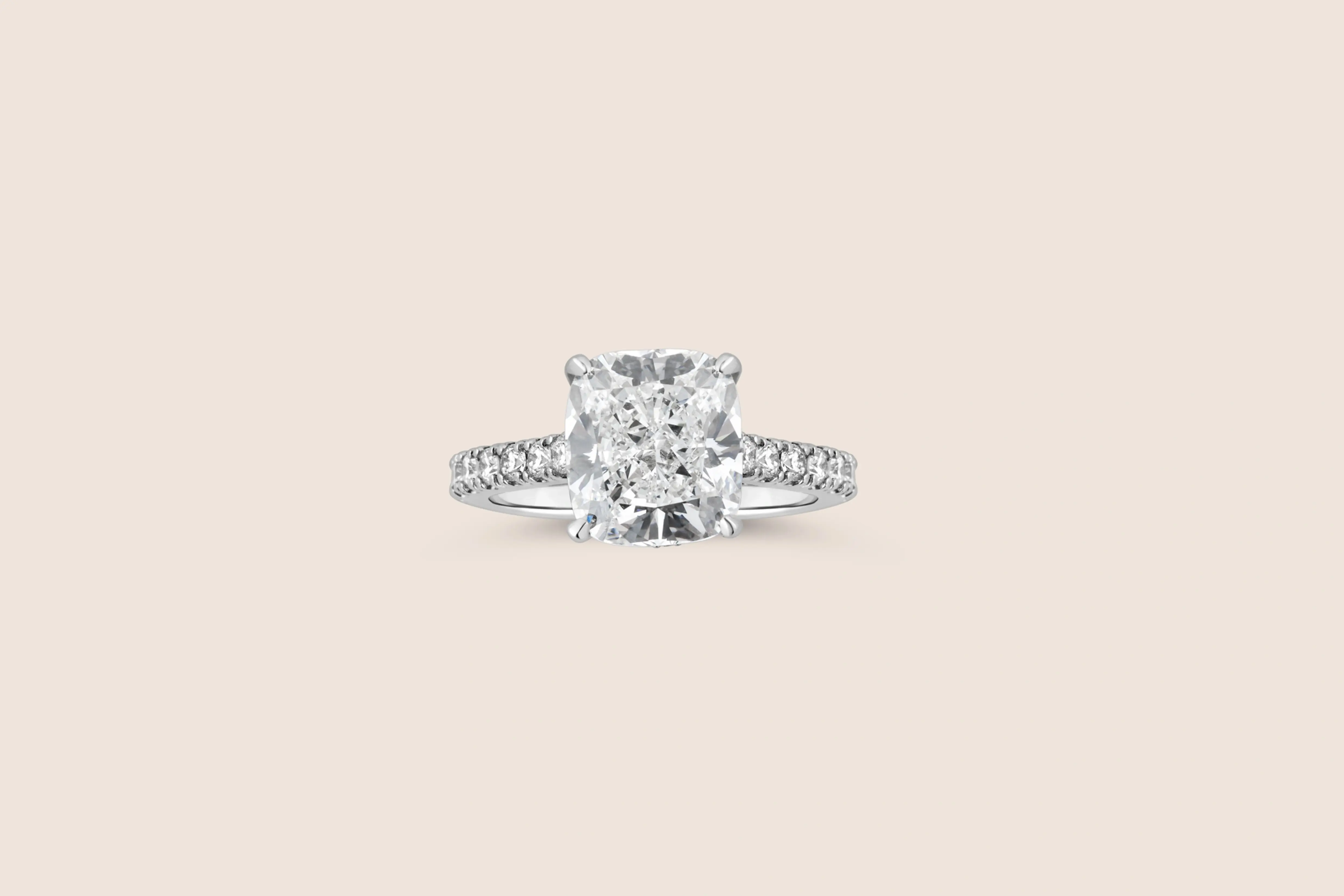 Platinum Cushion Cut Diamond Ring