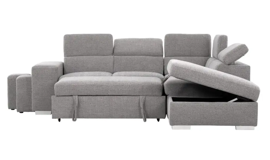 Thumbnail: Collins Sleeper Sectional with Storage Ottoman (Grey)