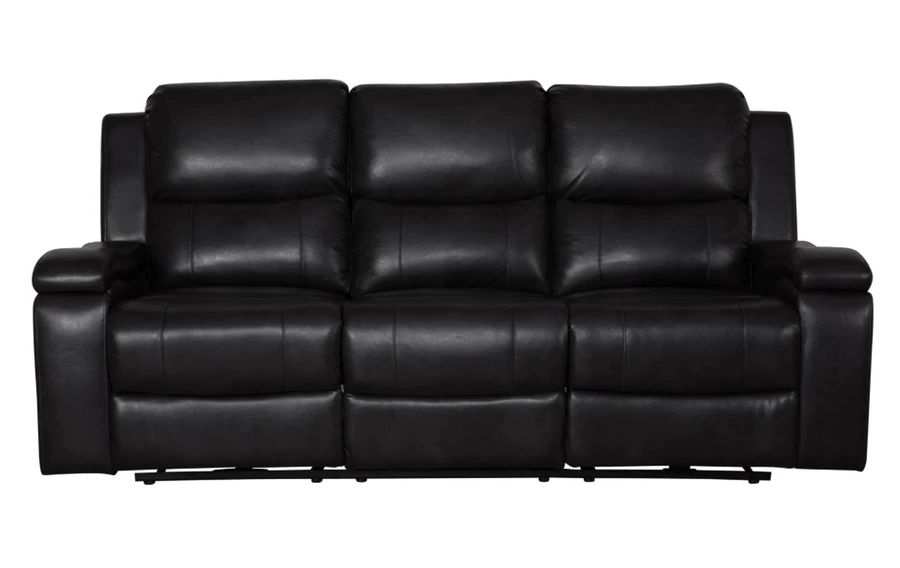 Clinton Air Leather Manual Reclining Sofa (Black)