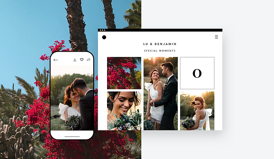 Álbum de fotos con una pareja en el día de su boda