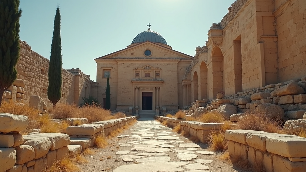 Close-up view of an ancient synagogue ruin