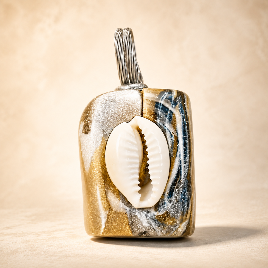 Cowrie Shell on Marbleized clay — photo 1