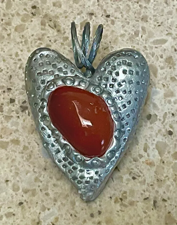 Red Agate Silver Heart — photo 2