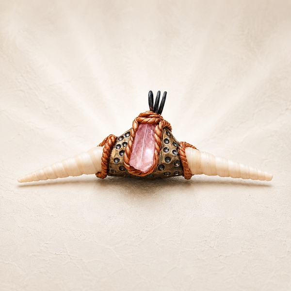 Crystal Quartz with double Auger seashells