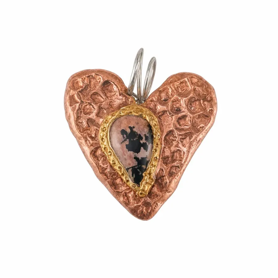 Rhodonite Copper & Gold Heart — photo 3