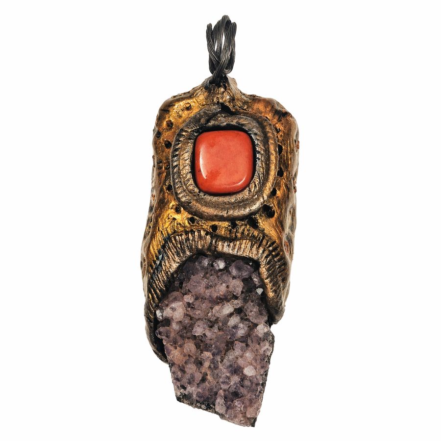 Amethyst cluster with Carnelian pendant — photo 3