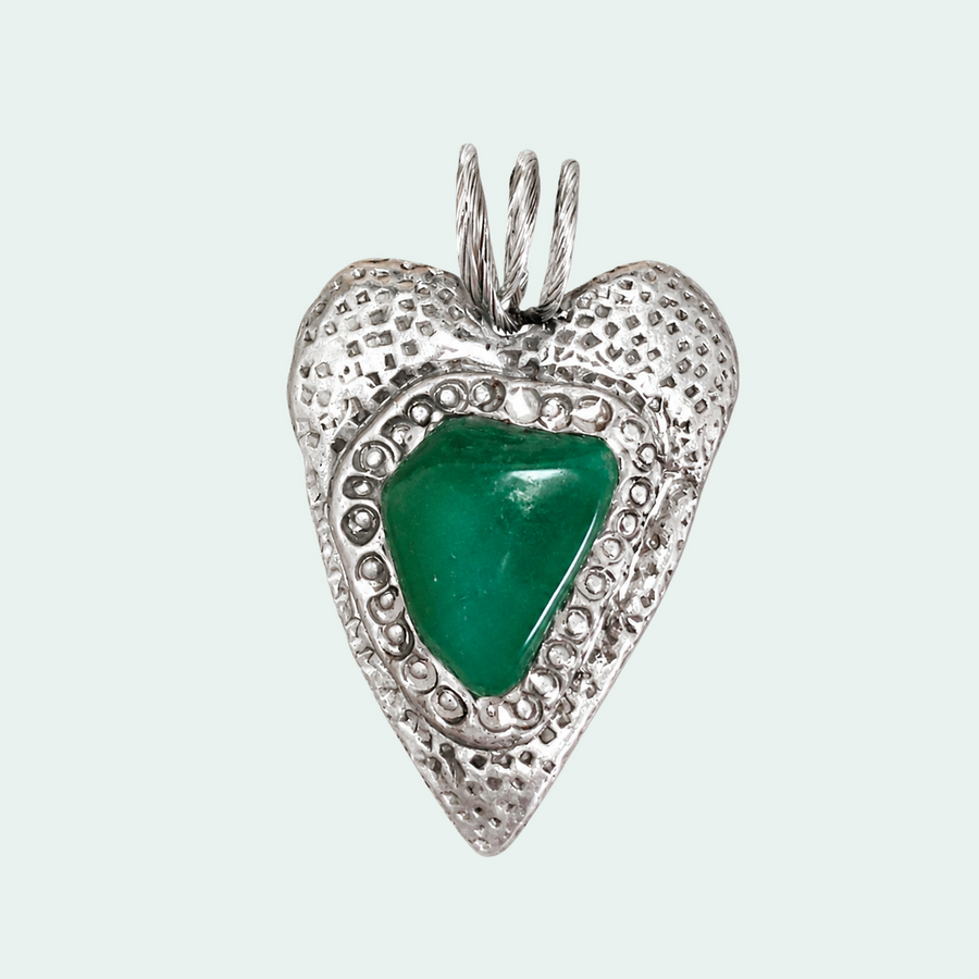 Aventurine Silver Heart GREEN — photo 3