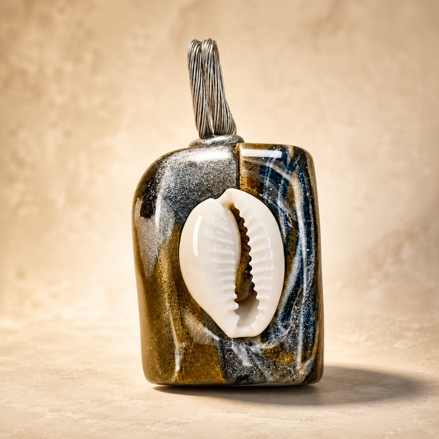 Cowrie Shell on Marbleized clay — photo 3
