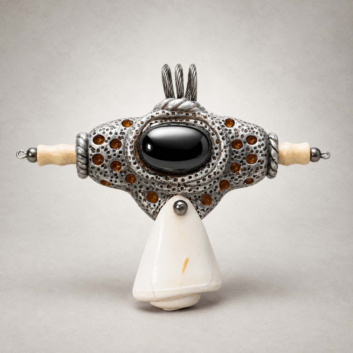 Hematite & Seashell Amulet pendant