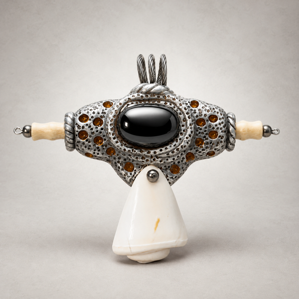 Hematite & Seashell Amulet pendant