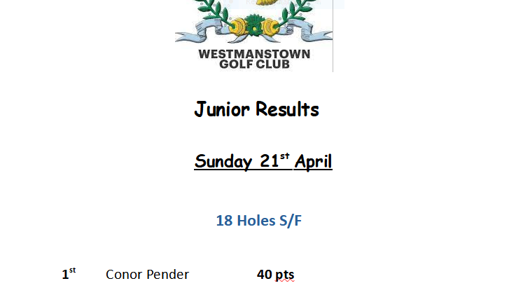 21st April Junior Boys 18 Holes S/F