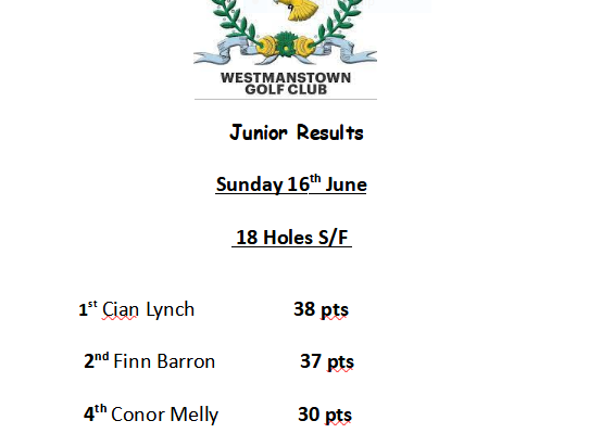 Sunday 16th June. Boys 18 Holes S/F