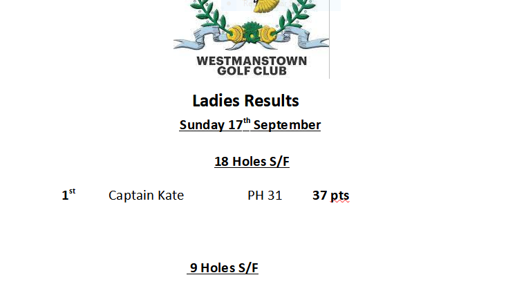 Sunday 17th September Ladies 18 & 9 Holes S/F