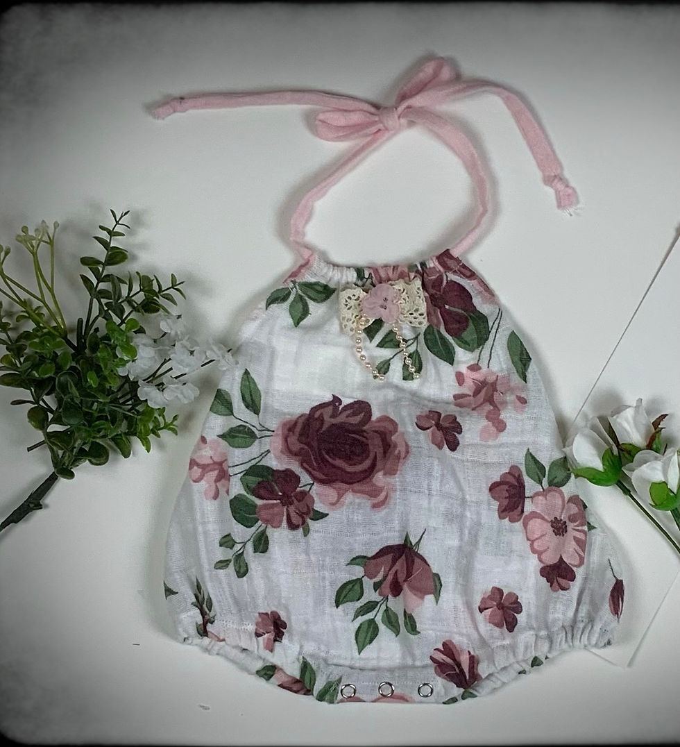 Floral Double Gauze Baby Girl Bubble Romper