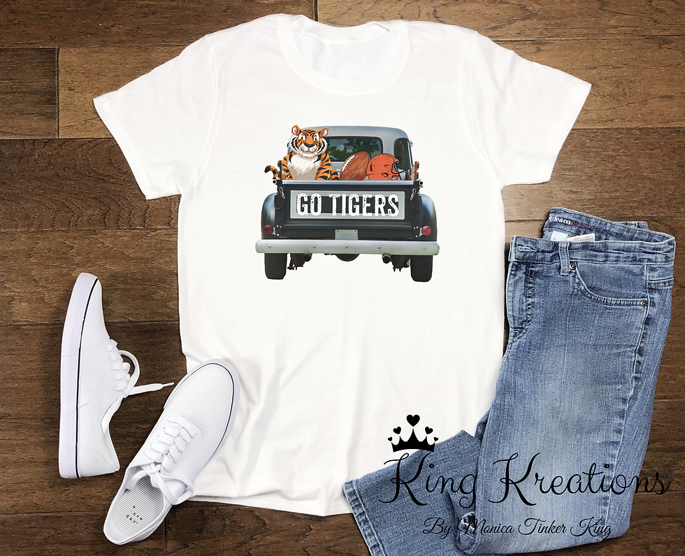 Go Tigers Vintage Truck T-shirt, white short sleeve