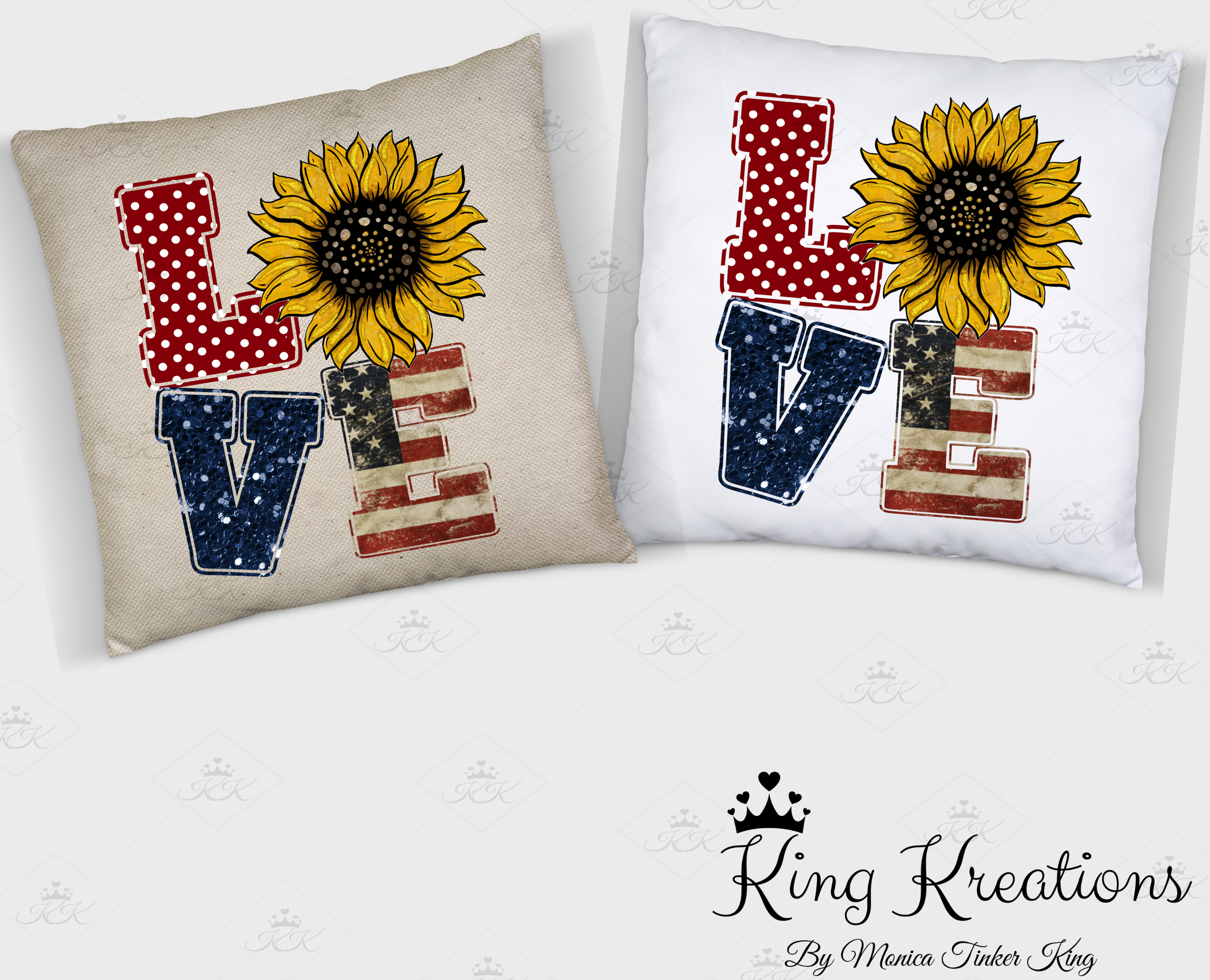 Patriotic Pillow Cover, love USA Sunflower Pillow Cover, Independence Day