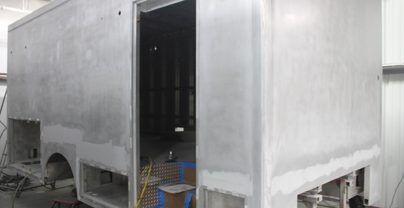Ga Comm. of Ins. #2619 front curbside view in paint and body prep.