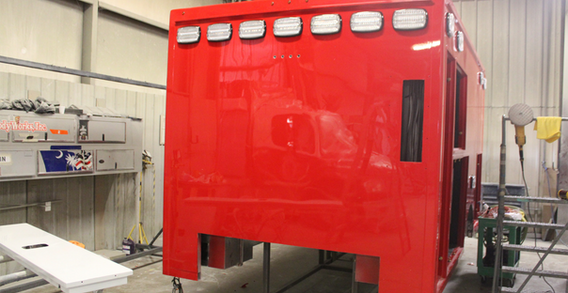 Front view of Rush Springs #2546 painted red.