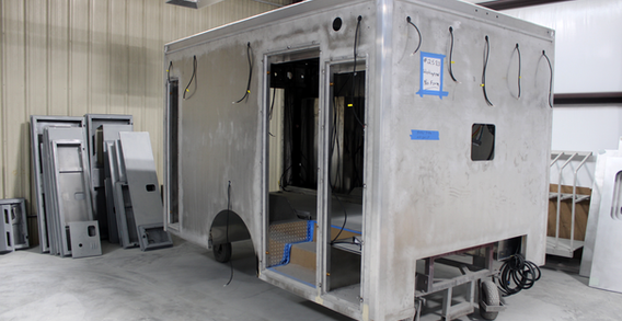 Front curbside corner view of Washington #2583 in paint and body prep.