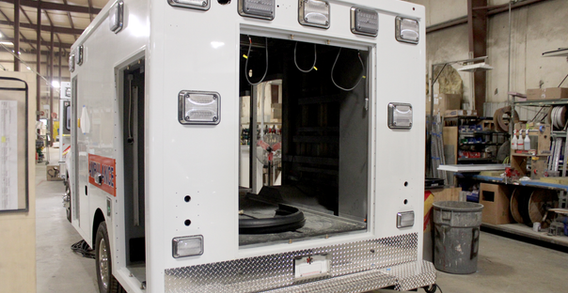 Rear driver side corner view of Washington #2583 in box prep.