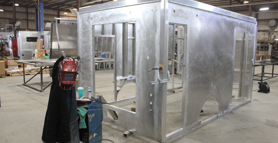 Rear curbside corner view of NEFEA #2625 in the beginning stages of welding and fabrication.