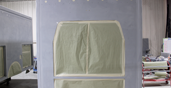 Type III ambulance for Muskogee #2651 papered and primed.