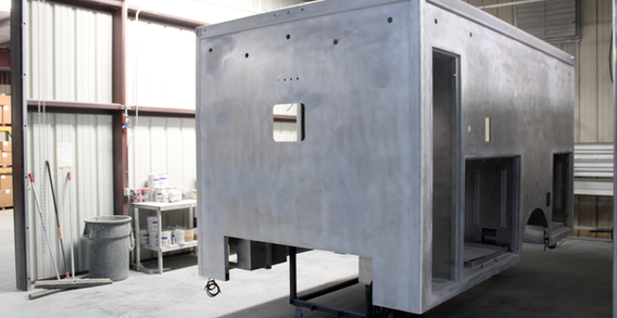 Front driver side corner view of Crisp #2579 in paint and body prep.