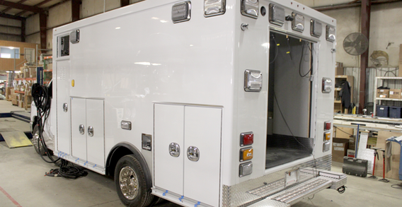 Rear driver side corner view of Atlantic #2597 in box prep.