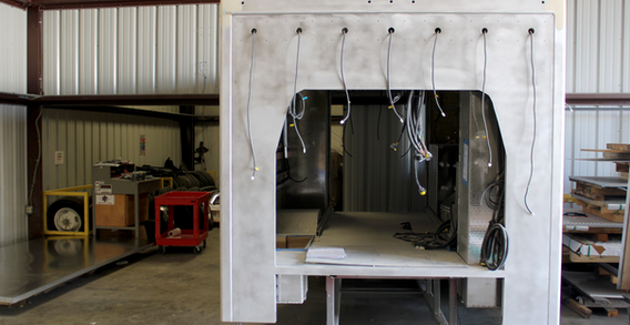 Front wall view of Jefferson #2564 in paint prep.