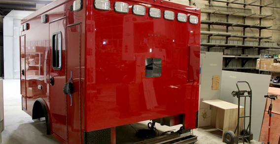 Front curbside corner view of Cushing #2584 in mount prep.