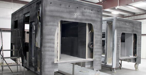 Front curbside corner view of Muskogee #2655 in paint and body prep.