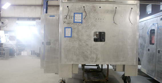 Front wall view of Monroe #2714 in welding and fabrication.