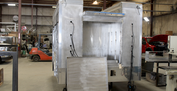 Rear view of 12' Rescue for Forsyth NC. from Custom Truck and Body Works, Inc. in welding and fabrication.