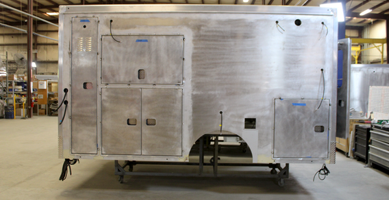 Driver side view of Type III ambulance from Custom Truck and Body Works, Inc. for Muskogee #2655 in welding and fabrication.