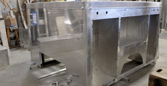 Front driver side corner view of Atlanta Airport 9' rescue in welding and fabrication.