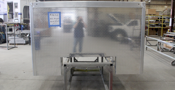Front wall view of 9' quick attack unit for Atlanta Airport #2632 in welding and fabrication.