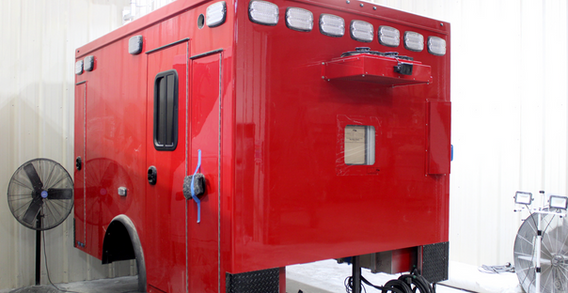 Front curbside corner view of Cushing #2584 from Custom Truck and Body Works, Inc.