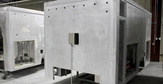 Front driver side corner view of Atlantic #2609 in paint and body.