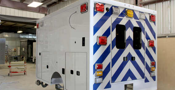 Rear driver side corner view of Liberty #2571 painted with rear chevron.