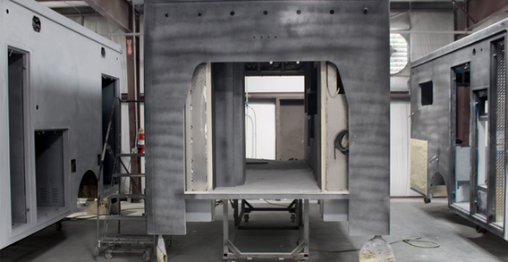 Front wall view of Type III ambulance body for Muskogee #2655 ambulance.