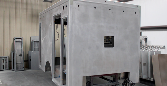 Front curbside corner view of Washington #2583 in paint and body prep.