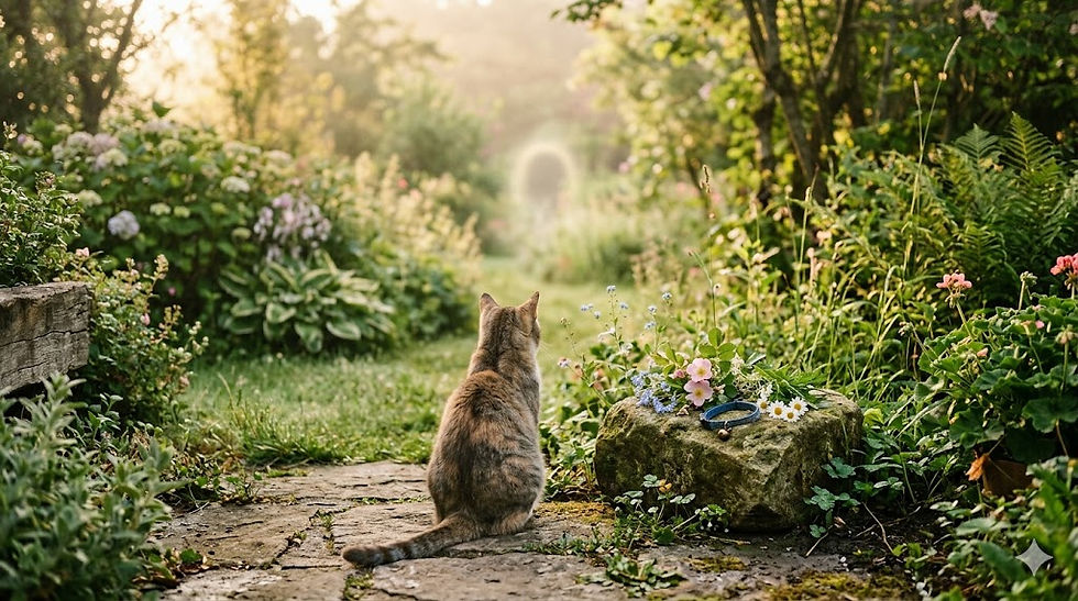 chat dans un jardin deuil animal